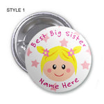 Best Big Sister Personalised Birthday Badge, Mirror or Magnet