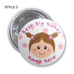 Best Big Sister Personalised Birthday Badge, Mirror or Magnet