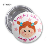 Best Big Sister Personalised Birthday Badge, Mirror or Magnet