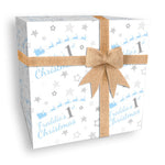 Baby's 1st Christmas Blue Stars Personalised Wrapping Paper