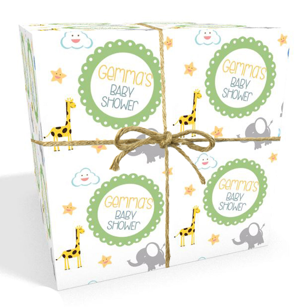 Giraffe Personalized Name Baby Shower Wrapping Paper - Jungle