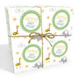 Green Jungle Personalised Baby Shower Wrapping Paper