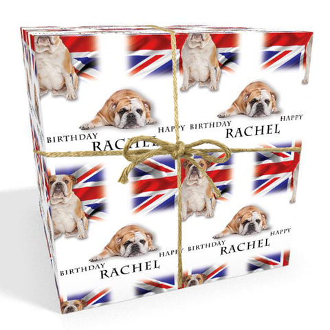 British Bulldog Personalised Birthday Wrapping Paper