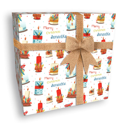 Candle Personalised Christmas Wrapping Paper