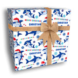 Cartoon Shark Personalised Christmas Wrapping Paper