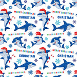 Cartoon Shark Personalised Christmas Wrapping Paper