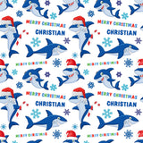 Cartoon Shark Personalised Christmas Wrapping Paper