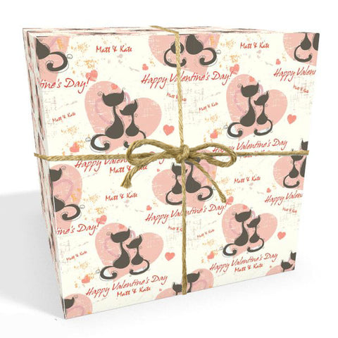 Cats Valentines Day Personalised Wrapping Paper