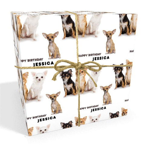 Chihuahua Dog Personalised Birthday Wrapping Paper