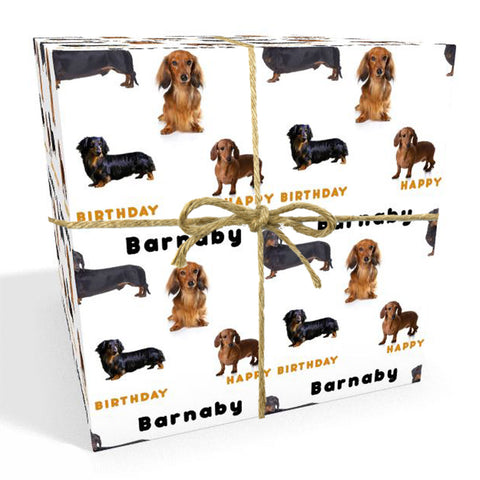 Dachshund Dog Personalised Birthday Wrapping Paper