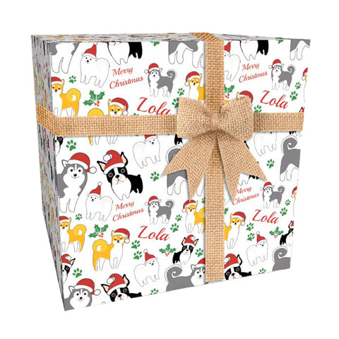 Cartoon Dog Personalised Christmas Wrapping Paper