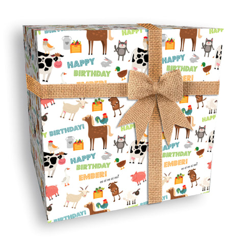 Farm Animals Personalised Birthday Wrapping Paper
