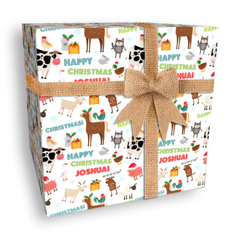 Farm Animals Personalised Christmas Wrapping Paper