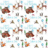 Baby's First Birthday Personalised Blue Wrapping Paper (Animals)