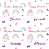 Unicorns Rainbows & Balloons Personalised Birthday Wrapping Paper