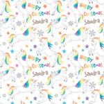 Rainbow Hair Unicorn Personalised Christmas Wrapping Paper