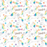 Rainbow Hair Unicorn Personalised Christmas Wrapping Paper