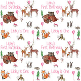 Baby's First Birthday Personalised Pink Wrapping Paper (Animals)