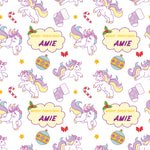 Unicorn Cartoon Personalised Christmas Wrapping Paper In Pink (2)