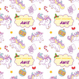 Unicorn Cartoon Personalised Christmas Wrapping Paper In Pink (2)