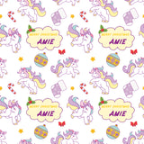 Unicorn Cartoon Personalised Christmas Wrapping Paper In Pink (2)
