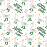 Geese In Wellies Personalised Birthday Wrapping Paper