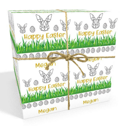 Geometric Bunny Easter Personalised Wrapping Paper