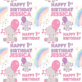 Baby's First Birthday Personalised Pink Elephant Wrapping Paper
