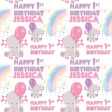 Baby's First Birthday Personalised Pink Elephant Wrapping Paper