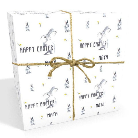 Grey Bunnies Easter Personalised Wrapping Paper