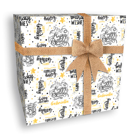 Hand Lettering Birthday Personalised Wrapping Paper