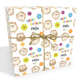 Hedgehogs Personalised Birthday Wrapping Paper