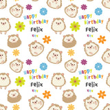 Hedgehogs Personalised Birthday Wrapping Paper