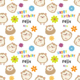 Hedgehogs Personalised Birthday Wrapping Paper