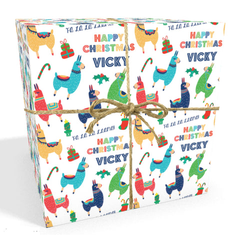 Llamas Personalised Christmas Wrapping Paper