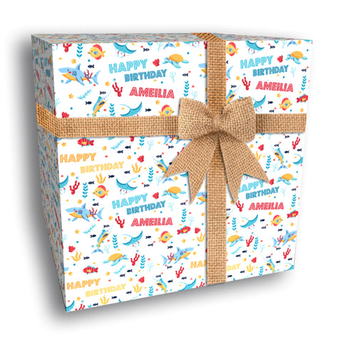 Marine Life Personalised Birthday Wrapping Paper