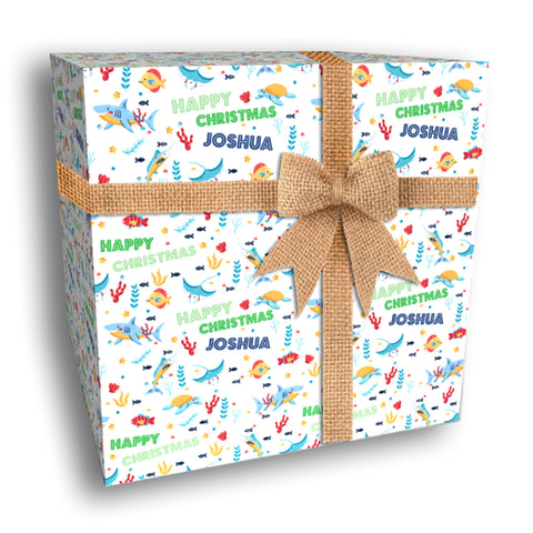 Marine Life Personalised Christmas Wrapping Paper