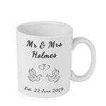 Mr & Mrs Personalised Doves Design Mug Set
