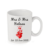 Mr & Mrs Personalised Hearts Design Mug