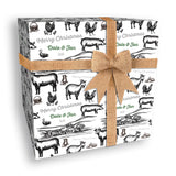 Black and White Old-Fashioned Farm Animals Personalised Christmas Wrapping Paper