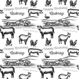 Black and White Old-Fashioned Farm Personalised Birthday Wrapping Paper
