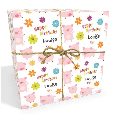 Pigs Personalised Birthday Wrapping Paper