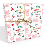 Pigs Personalised Christmas Wrapping Paper