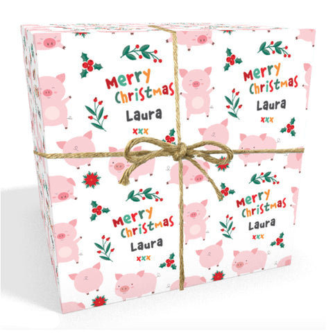 Pigs Personalised Christmas Wrapping Paper