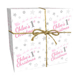 Baby's 1st Christmas Pink Stars Personalised Wrapping Paper