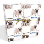 Pug Dog Personalised Birthday Wrapping Paper