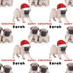 Pug Dog Personalised Christmas Wrapping Paper