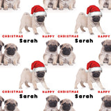 Pug Dog Personalised Christmas Wrapping Paper