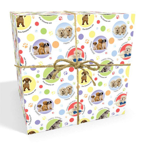 Puppies Personalised Birthday Wrapping Paper