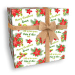 Red Poinsettia Personalised Christmas Wrapping Paper